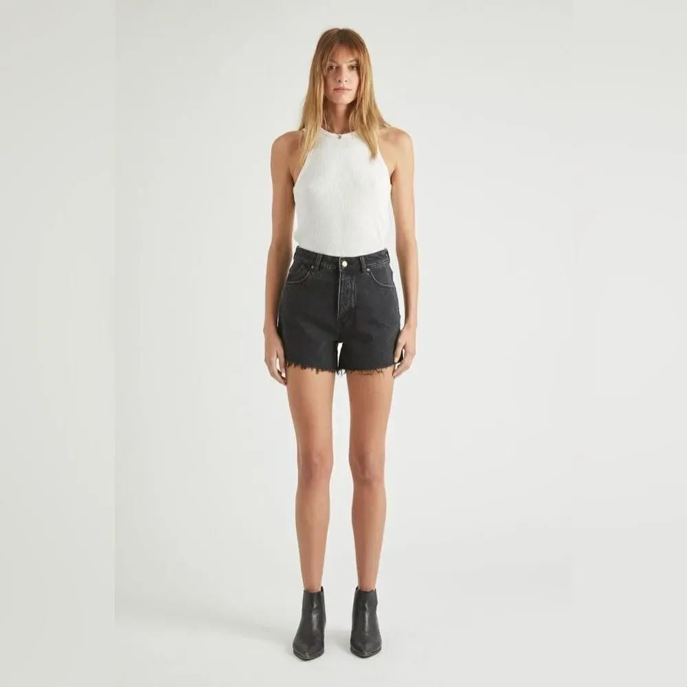 ROLLA'S Women's Original Short High Rise Cut Off Denim Shorts in Black Size 30